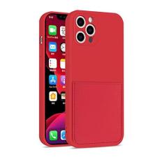 Imagem de Capa de telefone de silicone Candy Color para iPhone 12 13 SE 2020 11 Pro Max XS X XR 6 7 8 Plus Porta-cartão de carteira Capa macia à prova de choque, vermelha, para iPhone 7