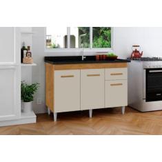 Imagem de Balcão Armário Ou Gabinete Ca Para Pia De Cozinha 1.20M Cor Ipê / Off