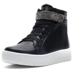 Imagem de Tênis Infantil Feminino Casual De Cano Alto Com Tira De Strass Brilhante-Feminino