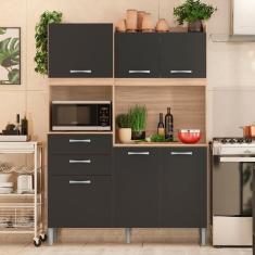 Imagem de Armário Cozinha Compacta 6 Portas 2 Gavetas 1 Espaço Forno Harmonia Avena Grafito Avena