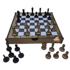 Imagem de Brinquedo Educativo Madeira Tabuleiro Jogo De Xadrez Rafabox - Xalingo