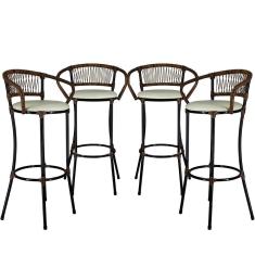 Imagem de 4 Banquetas Bancada, Balcão Branco Gelo Argila Cancún