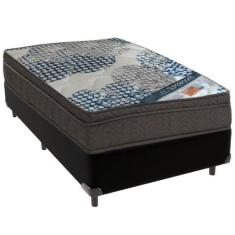 Imagem de Cama Box Preto e Colchão ISO Superpocket Molas Ensacadas Solteiro Orto
