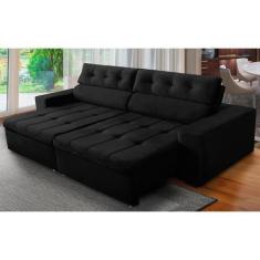 Imagem de Sofá Retrátil E Reclinável 4 Lugares Com Molas 2,70M Dani Suede Preto