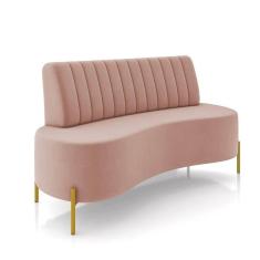 Imagem de Sofá 2 Lugares Living 160cm Pé Ferro Dourado Maraú Veludo K01 - D\`rossi Cor Rose