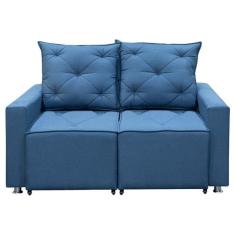 Imagem de Sofá Retrátil 2 Lugares Bariloche 1.60cm Shop Das Cabeceiras Azul Linho