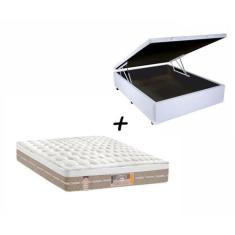 Imagem de Base Box Baú Casal Branco + Colchão Castor Casal Molas Pocket Silver S