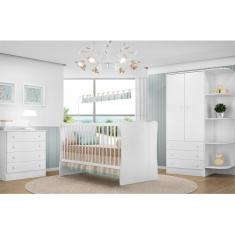 Imagem de Quarto Infantil Completo Doce Sonho com Guarda-Roupa, Berço e Cômoda - Qmovi