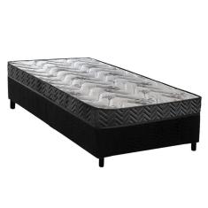 Imagem de Conjunto Box Solteiro Colchão Espuma Paropas D45 Pasquale Wave Black + Base Crc Suede Black (88x188)