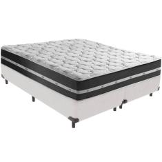 Imagem de Cama Box Branco E Colchão Classic Preto Molas Ensacadas Queen Anjos