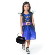 Imagem de Fantasia Hallowen Infantil Menina Vestido Bruxa c/ Caldeirão - Precinh