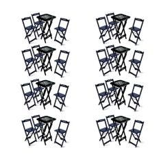 Imagem de Kit 8 Conjuntos De Mesa Bistrô Dobrável Jack Daniel`s Com 3 Banquetas De Madeira Preta