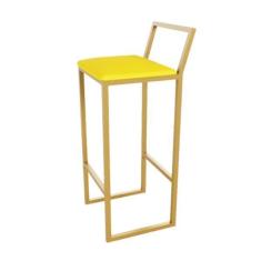 Imagem de Banqueta Alta Balc o Bistr  Dourada Confort Industrial Premiu