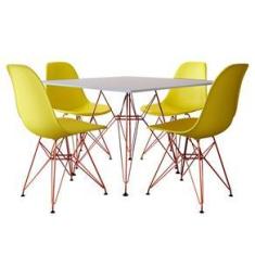 Imagem de Conjunto Jantar Eames De Ferro Cobre E Tampo Quadrado  90cm - 4 Cadeiras s
