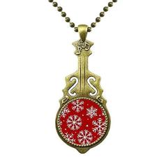 Imagem de DIYthinker Colar de Natal com floco de neve , pingente de música de guitarra antiga