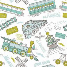 Imagem de Papel De Parede Adesivo Lavável Trens 6M