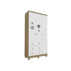 Imagem de Guarda Roupa Bebê Moveis Peroba Bolinha 03 portas 03 gav MDF