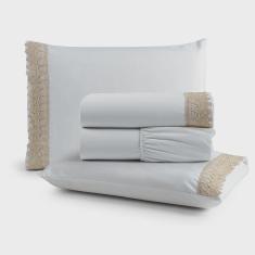 Imagem de Jogo de Lençol Casal Suavitec com Grippir 4 Peças - Branco