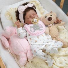 Imagem de Boneca Reborn babeside Black Girl 43 cm com roupas e brinquedos