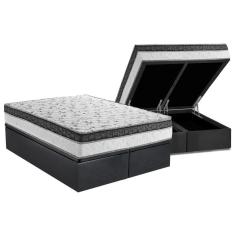 Imagem de Cama Box Baú King: Colchão Molas SuperPocket Ensacadas Ortobom Physical + Base crc Suede Gray(186x198)