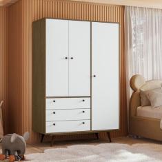 Imagem de Guarda Roupa Infantil 3 Portas 3 Gavetas Retrô Luna - Olivar
