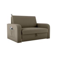 Imagem de Sofá Cama Daiane 2 Lugares com Baú Veludo Maserati Capuccino Matrix
