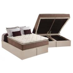 Imagem de Cama Box Baú Queen: Colchão Anatômico Anjos D28 / AG65 Star Pillow Top + Base CRC Suede Clean(158x198)