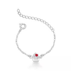 Imagem de Pulseira De Cupcake Infantil Em Prata 925 - Nácar Pratas