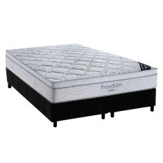 Imagem de Cama Box Queen: Colchão Molas Ortobom SuperPocket Freedom + Box Universal crc Camurça Black(158x198)