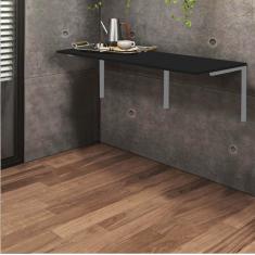 Imagem de Mesa Suspensa de Estudos Parede 120cm Escritório Suporte Cinza MDF Preto - Ahazzo Móveis