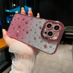 Imagem de Diamond Clear Glitter Star Capa de telefone de silicone macio para iphone 11 12 13 14 Pro Max Sexy luxo transparente capa traseira, rosa, para iphone 13promax