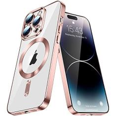 Imagem de MEMAXELUS Capa magnética para iPhone 2024 Pro, [carregamento magnético] lente de câmera proteção 360° à prova de choque capa de telefone TPU transparente capa fina para iPhone 2024 Pro 6,3 polegadas -