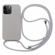 Imagem de Colar transversal com cordão e cordão capa para telefone para iPhone 14 Plus 13 12 Mini 11 Pro XS Max XR X Silicone TPU macio capa traseira, cinza, para iphone 11