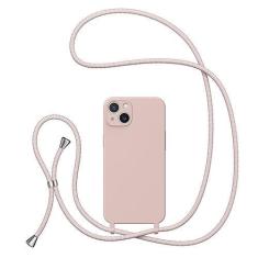 Imagem de UEEBAI Capa de telefone com cordão transversal para iPhone 14 de 6,1 polegadas, capa de telefone de silicone com alça ajustável para colar, cinto macio, cordão de pescoço, cordão, capa protetora à