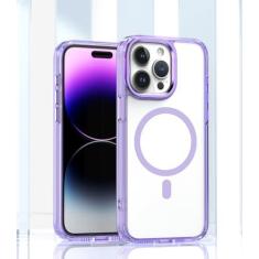 Imagem de Capa de telefone acrílico transparente para iphone 12 13 14 15 pro max 7 8 plus para xs xr capa de carga sem fio, roxo, para iphone xr