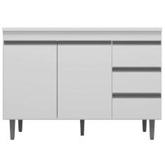 Imagem de Balcão De Pia Cozinha 2 Portas Andréia 120Cm Branco S/Tampo