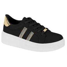 Imagem de Tênis Feminino Casual Preto Dourado Cristal Vizzano 1339.326-Feminino