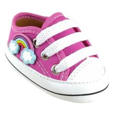 Imagem de Tênis Sapatinho De Bebe RN Menina com Emborrachado - Nenê Baby, 18, 10