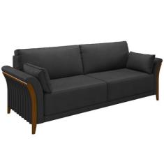 Imagem de Sofá Decorativo 3 Lugares 222cm Market PU Preto G45 - Gran Belo