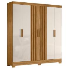 Imagem de Guarda Roupa Valença 195cm 6 Portas Freijó Off White Com Portas Ripada