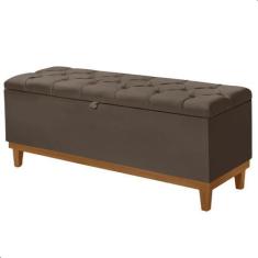 Imagem de Recamier Baú Dubai Veludo Marrom Queen 1,50m Estofado Base Madeira - A