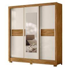 Imagem de Guarda Roupa Bahamas Casal Com Espelho 3 Portas 2 Gavetas Freijó Off White - Fabrica 1 Móveis