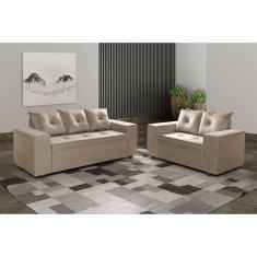 Imagem de Conjunto de Sofá Sergipe 2 e 3 Lugares Suede Cappuccino