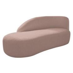 Imagem de Divã Recamier Curvo Luna 160cm Lado Esquerdo Linho Rose