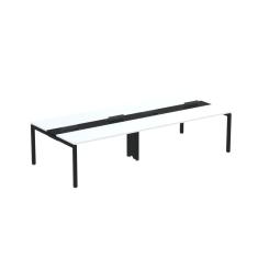 Imagem de Mesa de Plataforma Dupla para 4 Pessoas Corporativa 160x140/4p Pdc16/14/4p Branco/Preto