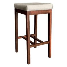 Imagem de Banqueta Alta Estofada Bali 74 Cm Madeira Maciça Suede Bege CCS