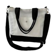 Imagem de Saco de lona com zíper Bolsa grande para mulheres Bolsa de ombro atravessada (Black)