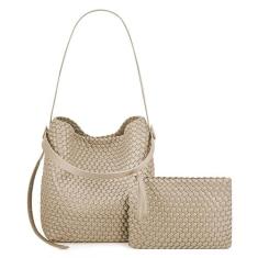 Imagem de DSGUTWO Bolsa feminina de couro vegano, bolsa de ombro com alça superior e bolsas, Marrom rochoso