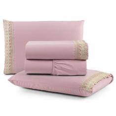 Imagem de Jogo De Lençol Rubi Queen 3 Pçs 100% Algodão 200 Fios Ponto Palito Bor