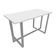 Imagem de Mesa Halden C/ Tampo 120 X 60 Cm Escritório Prata/Branco - Genus Móvei
